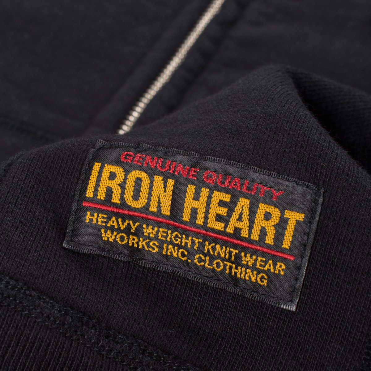 Iron Heart Ultra-Heavy Loopwheeled Hoodie - Zip-Up Black