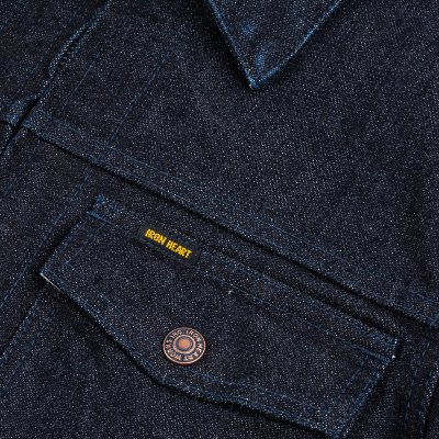 Iron Heart Work Jacket - IHJ-123-OD - 14oz Broken Twill Indigo Overdyed  Black Denim