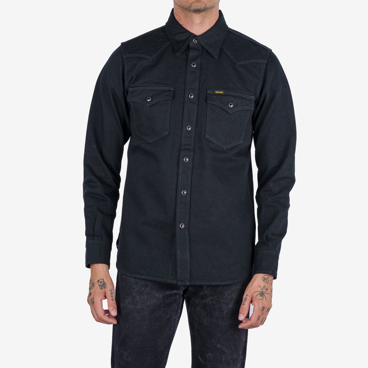 Iron Heart 12oz Selvedge Denim Western Shirt The Johnny Cash III Black